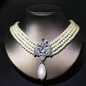 قلادة نسائية متعددة الطبقات من QS مزينة باللؤلؤ المقلد مجوهرات نسائية للقلادة - Product Image 5