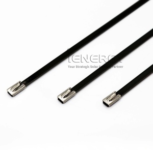 Kim loại màu đen bọc cáp Tie bóng khóa kim loại quan hệ Zip thép không gỉ hoàn chỉnh quản lý dây với thời tiết quan hệ - Product Image 1