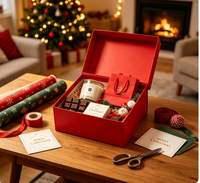 Emballage de friandises pour fête de Noël avec poignée, fermeture magnétique, carton alimentaire, doublure en éponge, pelliculage mat