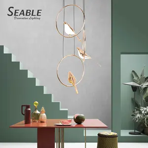 Nordic home live room <span class=keywords><strong>fancy</strong></span> light bird chandelier gold shell decor modern led pendant hanging light bird chandelier - Product Image 1