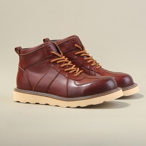 Chaussures de marche décontractées haut de gamme pour hommes, antidérapantes, élégantes, à lacets, à semelle épaisse, style rétro, en cuir - Product Image 1