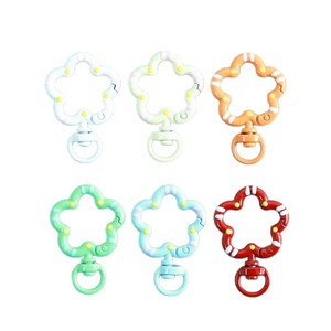 Hand Painted <b>Flower</b> Spring Buckle Colorful Open Ring Keychain DIY Jewelry Accessories Metal Clasp Fresh <b>Sweet</b> Style - Product Image 3