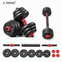 Ensemble d'haltères réglables TOPKO Gym 10kg 15kg 20kg 30kg 40kg 50kg, haltères et barres de musculation pour usage domestique