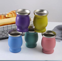 Offre Spéciale 8oz Double Paroi Sous Vide Gourde Tasse En Gros Argentin Yerba Mate Service À Thé Logo Personnalisé Isolé En Acier Inoxydable