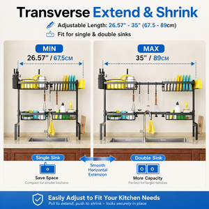 <span class=keywords><strong>Escurridor</strong></span> <span class=keywords><strong>de</strong></span> <span class=keywords><strong>Platos</strong></span> Sobre el Fregadero <span class=keywords><strong>de</strong></span> 2 Niveles, Expandible, <span class=keywords><strong>de</strong></span> Acero Inoxidable, con Portacuchillos, Personalizable OEM - Product Image 3