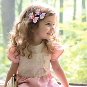 Jepit Rambut Pita Bergaris Pastel Glitter Pelangi Awan Jepitan Buaya Lucu untuk Anak Perempuan Aksesoris Rambut Pesta Putri - Product Image 4