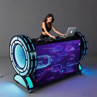 Ensemble de bar moderne en acrylique courbé à changement de couleur, console DJ écologique pour bar à domicile et salle à manger, design semi-circulaire éclairé