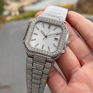 Montre pour homme personnalisée 2025, 45 mm, diamant, surdimensionnée, étanche, montre de luxe avec détails en zircon - Product Image 5