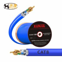 Kabel LAN Tembaga Murni Baru S/FTP Cat8 untuk Dalam Ruangan Ethernet 100m/305m/500m dengan Selubung PVC dan Isolasi