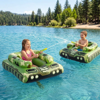 Grand flotteur gonflable pour piscine en forme de char d'assaut avec canon à eau pour enfants et adultes, bataille d'eau, marque Lexing, 53"L x 45"W