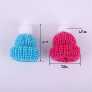 SZ221 topi Beanie boneka lucu ornamen pohon Natal topi rajut botol anggur topi Mini untuk membuat perhiasan DIY seni kerajinan