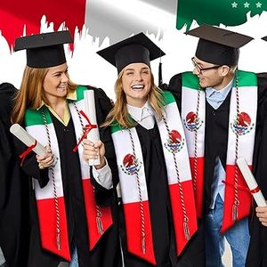Estola de Graduación con Doble Bandera Mexicana y Cordones de Honor para la Celebración del Día de Graduación - Product Image 6