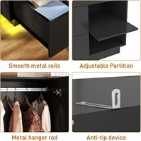 Armoire noire avec miroir et éclairage LED