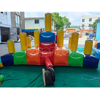 Jeu de lancer d'anneaux gonflable commercial, défi sportif, obstacles gonflables de type « pile driving », jouets d'action pour enfants et adultes