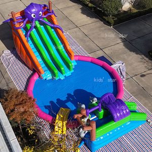 Château <span class=keywords><strong>gonflable</strong></span> commercial durable en PVC, parc aquatique <span class=keywords><strong>gonflable</strong></span> <span class=keywords><strong>avec</strong></span> toboggan, piscine combinée et parcours d'obstacles pour enfants - Product Image 4