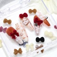 Accessoires pour ongles d'hiver, nœud en velours rouge vin, charmes pour ongles en résine 3D, nœud en ruban coloré, décoration d'art d'ongles DIY