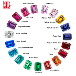 Saphirs synthétiques en vrac, taille émeraude/octogonale à facettes, 0,8-10 carats, options multicolores, <span class=keywords><strong>prix</strong></span> par carat avec certificat AGL - Product Image 1