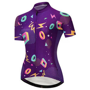 Maillot de Ciclismo de Manga Corta para Mujer con Estampado Geométrico Retro, Bolsillos Ocultos, Secado Rápido, Transpirable, para Entrenamiento en Interiores - Product Image 1