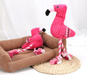 Jouet pour chien en peluche flamant rose à rembourrage en corde à mâcher pour chiot, pour le nettoyage des dents des chiens, jouets pour animaux de compagnie en peluche douce, jouets couineurs en satin comme sur la photo - Product Image 1