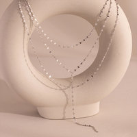 Collier Lariat Multicouche EMANCO en Acier Inoxydable Style Minimaliste Vague d'Eau, Bijoux Tendance pour Femme, Idéal Cadeau