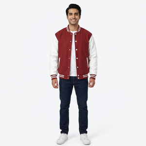 FINER THREADS <b>Men's</b> Winter Varsity <b>Jacket</b> Breathable 100% Cotton Stand Collar Embroidered Logo Customizable Fabric Printing Bulk - Product Image 1