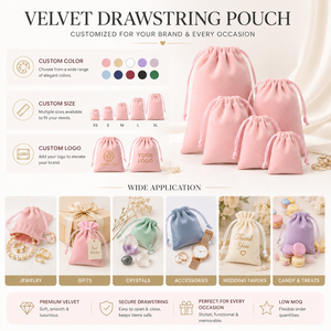 Wholesale Personalized Printed Logo Soft Velvet Jewelry Bag Factory Price <b>Drawstring</b> <b>Pouch</b> for Gift Packaging - Product Image 6