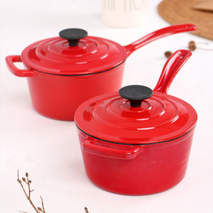 Juego de utensilios de cocina de hierro fundido antiadherente rosa que incluye una olla de leche de hierro fundido hecha de metal duradero - Product Image 3