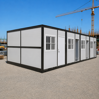 Abri d'urgence préfabriqué pliable de 40 pieds, directement de l'usine, à déploiement rapide, structure en acier isolée, maison conteneur pliable