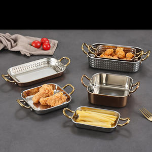 จานขนมสแตนเลสทรงสี่เหลี่ยมสุดสร้างสรรค์สำหรับไก่<span class=keywords><strong>ทอด</strong></span>และมันฝรั่งทอดสำหรับถาดเสิร์ฟในโรงแรม - Product Image 4
