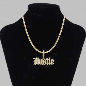 Buste vers le bas Moissanite pendentif creux gothique police 925 argent charme personnalisé Vvs glacé Moissanite lettre pendentif - Product Image 3