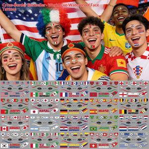 Autocollants de <span class=keywords><strong>tatouage</strong></span> temporaire effet <span class=keywords><strong>tatouage</strong></span> éphémère pour le Tournoi de football 2026, 10 feuilles, Tatouages temporaires pleine face à motif drapeau pour les fans et les supporters - Product Image 4