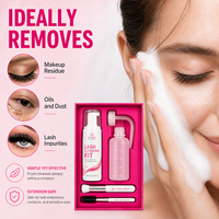 Kit de Nettoyage des Cils Rose Marque Blanche 100ml – Mousse Nettoyante pour Cils avec Bouteille de Rinçage et Brosse pour Soins Post-Extension des Cils