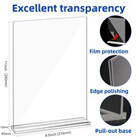 Support de table portable en acrylique transparent double face en forme de T pour affichage de menu de restaurant