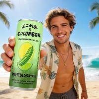 Cóctel de Proteína de Suero de Leche con Limón y Pepino, 10% ABV, Sin Azúcar, Bebida Proteica Fitness con Alcohol, 330ml, Bebida Proteica Enlatada Refrescante