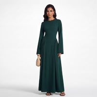 pure Style classique taille plissée à manches longues femmes de bureau musulmanes coréennes Nida Abaya pour tous les jours