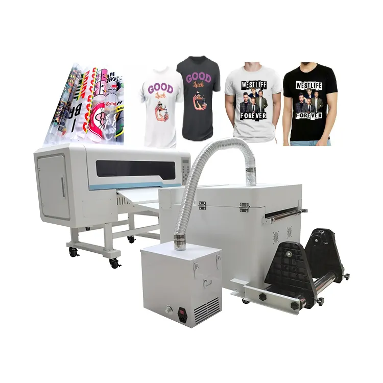 Beste Kwaliteit Lage Prijs 13in 33Cm 30Cm Roll Dtf Textiel Printer Voor T-Shirt Met I3200 Xp600 Dual Printer Hoofd En Poeder Shaker