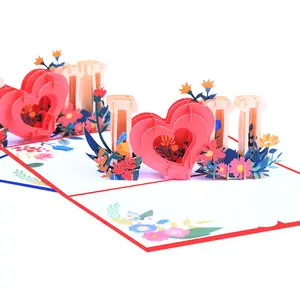 Hochwertige kreative 3D Pop Up Valentinstag Karte Herz Pop Up Karte Danke Grußkarten 3D mit Umschlag