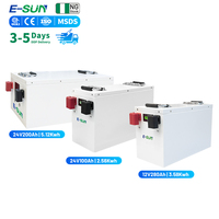 Paket Baterai LiFePO4 E-SUN 12V 24V Grade A dengan Smart BMS 100ah 150ah 200ah 280ah, Baterai Surya untuk Penyimpanan Energi Off Grid