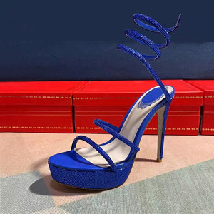 Peep Toe Sandalias Plataforma Trendy Custom Ankle Wrap Strappy Lace up High <b>Platform</b> Womens High <b>Heels</b> - Product Image 2