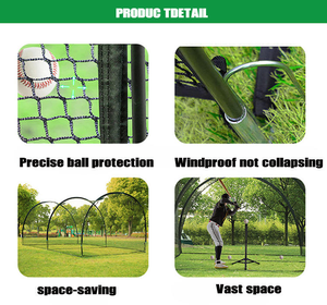 Filet de frappe et machine à lancer de baseball/softball portable de haute qualité avec tige en fibre de verre et <span class=keywords><strong>cage</strong></span> de baseball en PE extensible - Product Image 5