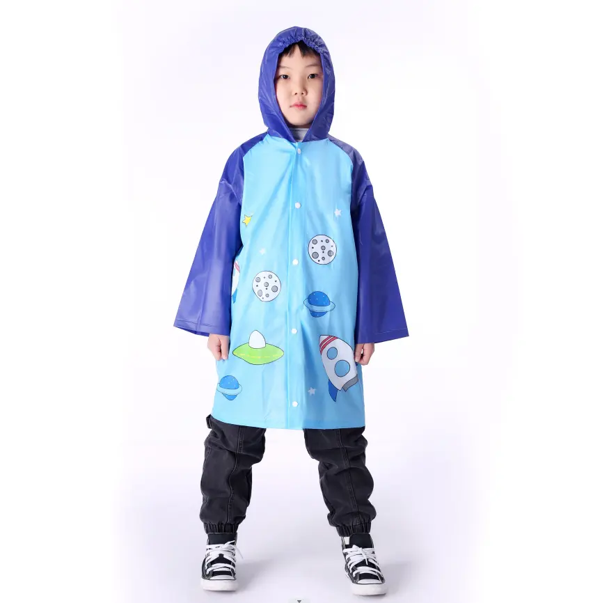 2023 wholesale PVC Fashion Cartoon Children's Raincoat Kids Rain Jacket with School Thick Poncho Jacket Waterproof for Kids