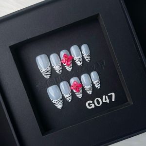 Azul 3D flor hecha a mano prensa en las <span class=keywords><strong>uñas</strong></span> 10 piezas lujo reutilizable Nail Art belleza decoración <span class=keywords><strong>precio</strong></span> al por mayor <span class=keywords><strong>uñas</strong></span> <span class=keywords><strong>postizas</strong></span> - Product Image 4