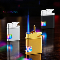 Briquet torche moderne à flamme bleue, gonflable, coupe-vent, personnalisable avec logo, en métal carré – Meilleures ventes