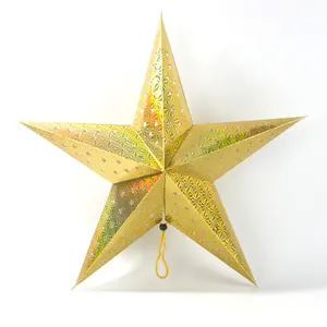 Lámpara de estrella de papel plegable barata, linterna de estrella colgante decorativa para exteriores de Navidad