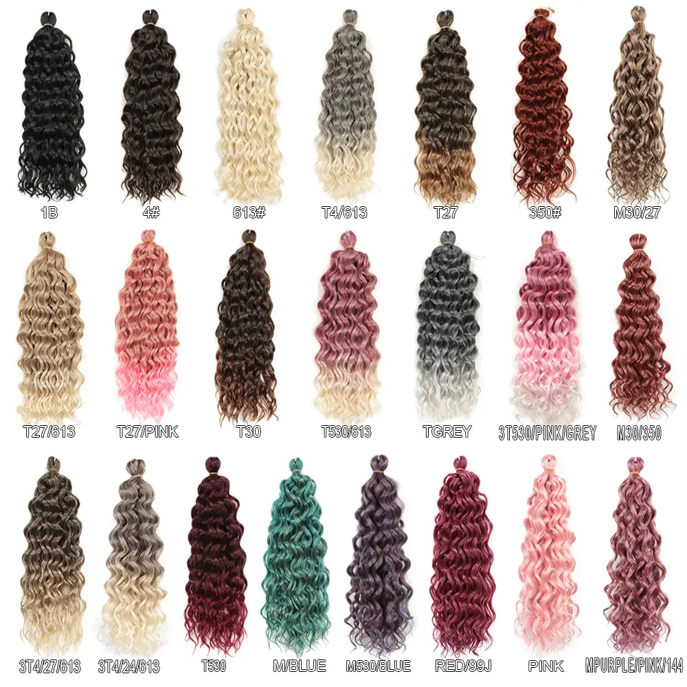 22Inch 100g Soft Ombre Jessica Ocean Water Wave Twist Crochet Hair Synthetic Loose Deep Wave Braiding Hair Extensions