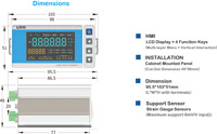 Indicateur numérique de contrôle L400B avec port de communication RS485 RS232, communication Modbus RTU, fonction d'étalonnage automatique TED