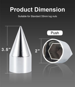 <span class=keywords><strong>Cache</strong></span>-écrous à pointe chromé en ABS de 33 mm, neuf, pour semi-remorques <span class=keywords><strong>Volvo</strong></span>, Peterbilt, Kenworth, Freightliner - Product Image 3