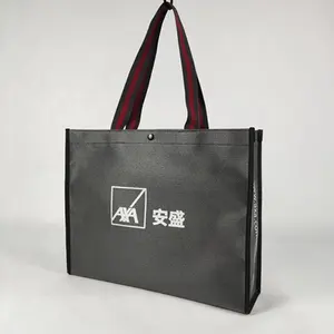 Saco de compras reutilizável, cinza laminado reciclado pp saco tecido com logotipo impresso fabricante