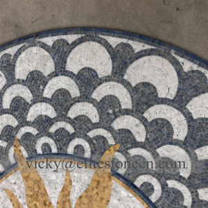 فاخر مخصص تصميم أرضية رخامية نفاثة للماء بلاط فسيفساء ميدالية مستطيلة نمط ميدالية رخامية مستديرة - Product Image 3