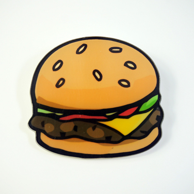 Charm Personality Hard Enamel Glitter Wedding Unisex Lapel Pin Badge Potatoes Hamburger Fried Chicken Metal Brooch Custom Badge